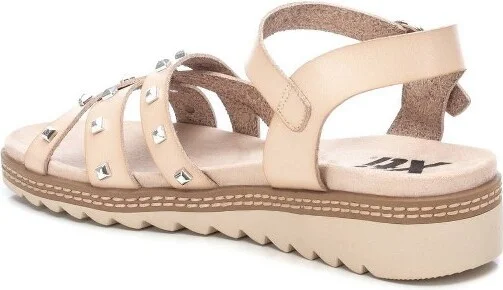 Xti Women's Flat Sandals With Silver Studs 141298 - Beige, - Image 2