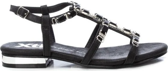 XTI Women's Flat Strappy Sandals -Black,
