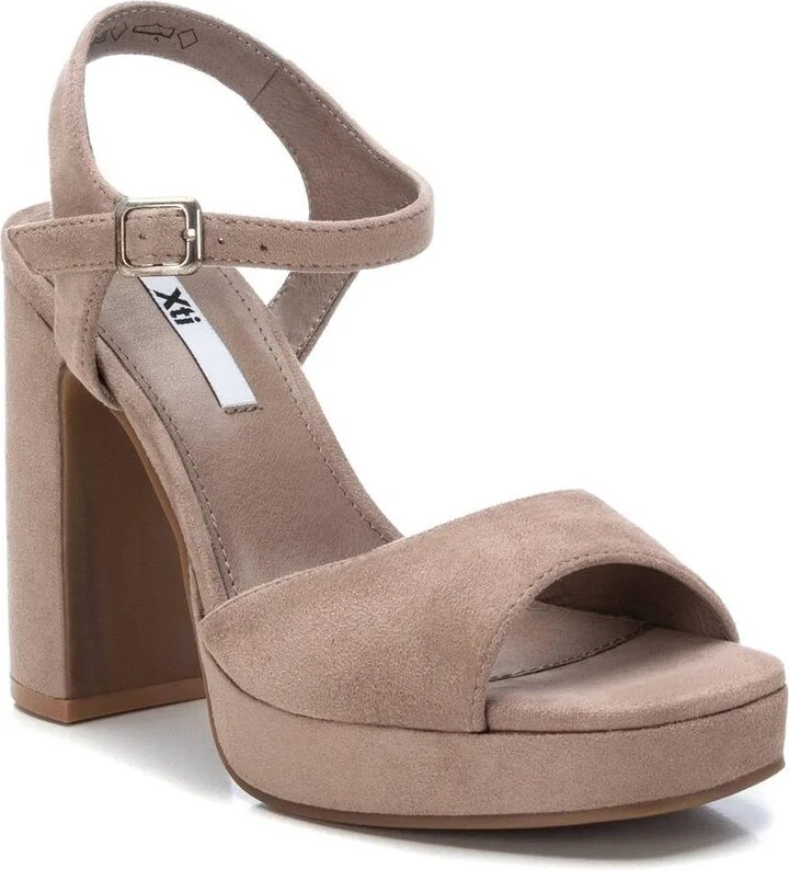 Xti Women's Heel Suede Sandals By Xti, Beige - Image 2