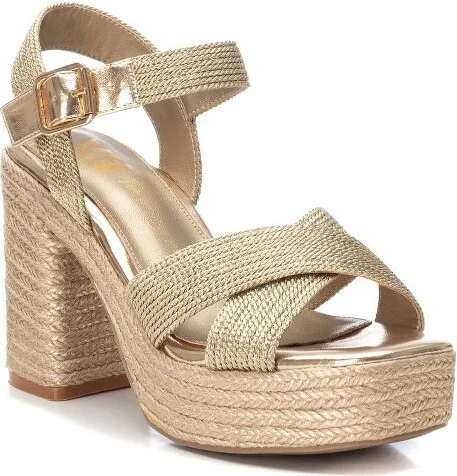 Xti Women's Heeled Jute Platform Sandals 142741 Gold - Image 2