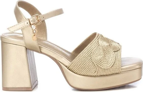 XTI Women's Heeled Platform Sandals 142845-Gold,