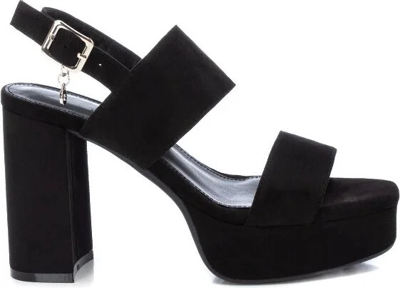 Xti Women's Heeled Suede Sandals With Platform 14139 - Black,