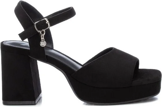Xti Women's Heeled Suede Sandals With Platform 141471 - Black,