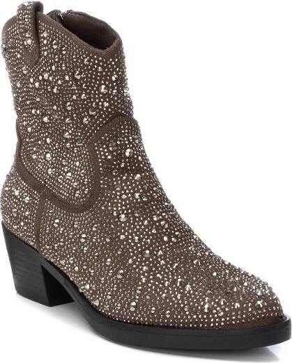 Xti Women's Italian Western Suede Booties 143116 Taupe - Image 2