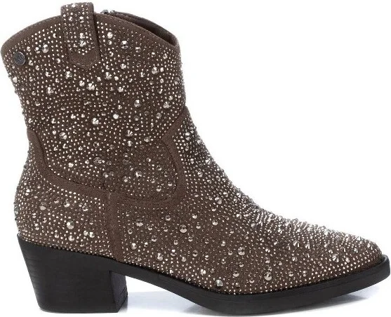Xti Women's Italian Western Suede Booties 143116 Taupe