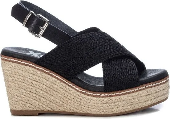 Xti Women's Jute Wedge Sandals 42366 - Black,