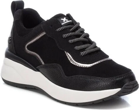 Xti Women's Lace-Up Suede Sneakers 143195 Black - Image 2