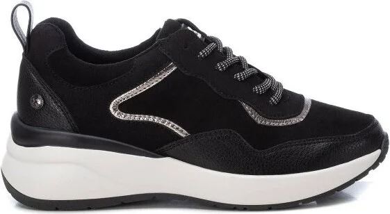 Xti Women's Lace-Up Suede Sneakers 143195 Black