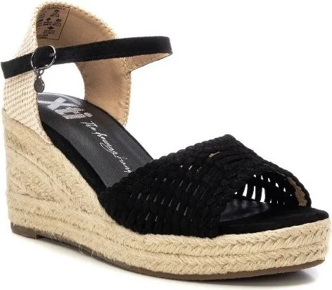 XTI Women's Raffia Wedge Sandals 143975 Black - Image 2
