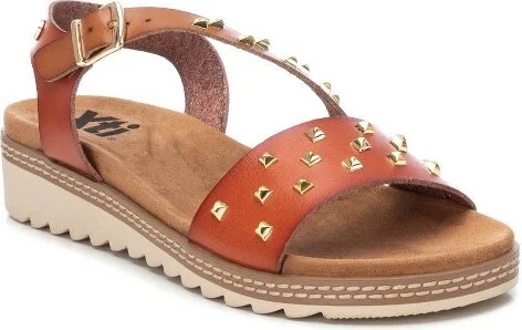 Xti Women's Sandals With Gold Studs -Camel, - Image 2