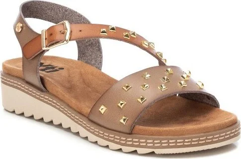 Xti Women's Sandals With Gold Studs -Camel, - Image 3