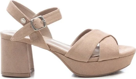 Xti Women's Suede Cross Strap Sandals 141163 - Beige,