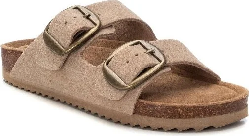 XTI Women's Suede Double Strap Buckle Sandals 14403 Black - Image 3