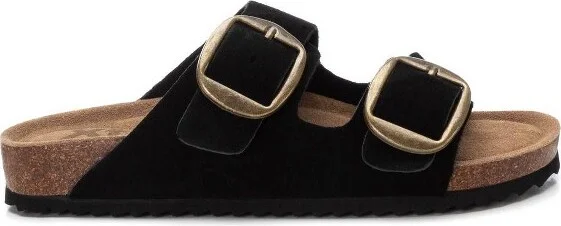 XTI Women's Suede Double Strap Buckle Sandals 14403 Black