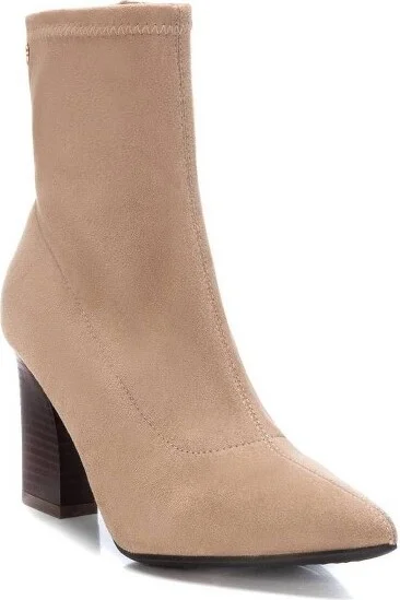 XTI Women's Suede Dress Booties 14202 - Medium beige,