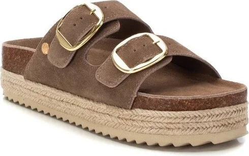 XTI Women's Suede Flat Sandals 143635 Nude - Image 4