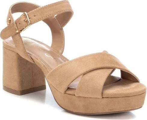 XTI Women's Suede Heeled Platform Sandals 142359-Sand, - Image 2