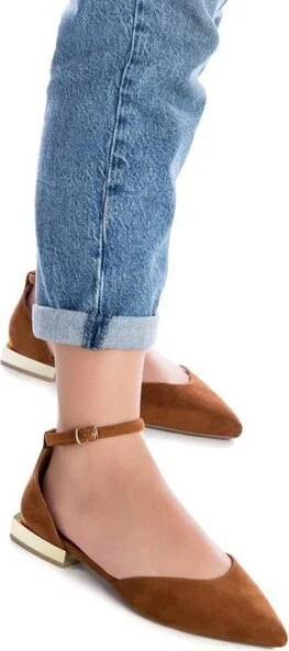 XTI Women's Suede Pointy Toe Mary Jane Flats 141426 - Medium brown, - Image 2