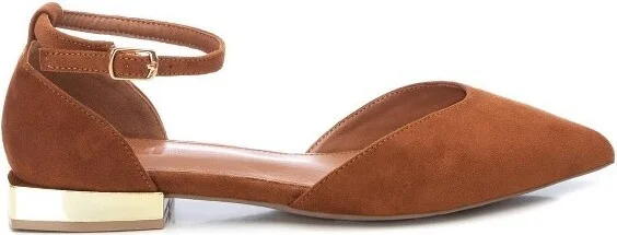 XTI Women's Suede Pointy Toe Mary Jane Flats 141426 - Medium brown,