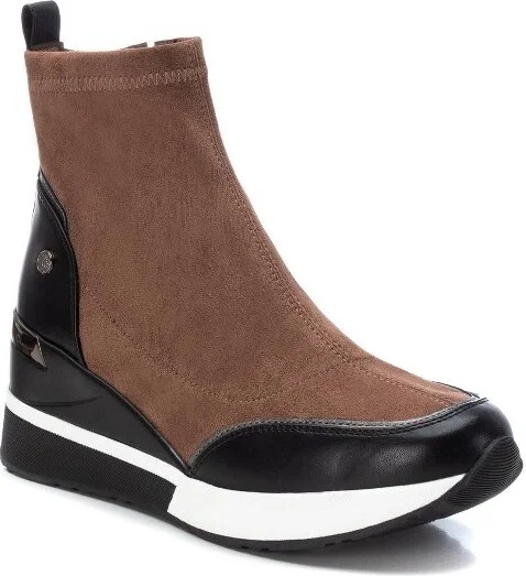 XTI Women's Suede Wedge Booties 14157 - Brown,