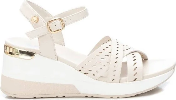 Xti Women's Wedge Cross Strap Sandals 141191 - Light beige,