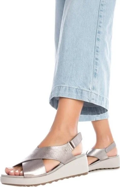 XTI Women's Wedge Sandals 142700 Silver - Image 2
