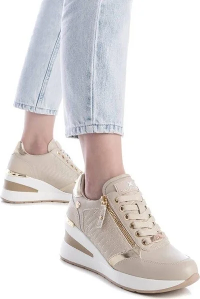 Xti Women's Wedge Sneakers with side zipper 143071 Beige - Image 3
