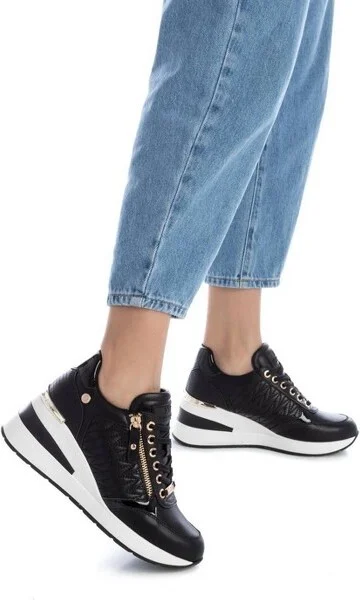 Xti Women's Wedge Sneakers with side zipper 143071 Beige - Image 4