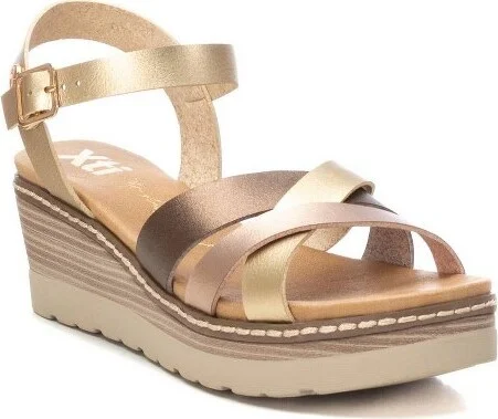 XTI Women's Wedge Strappy Sandals 142853-Gold, - Image 2