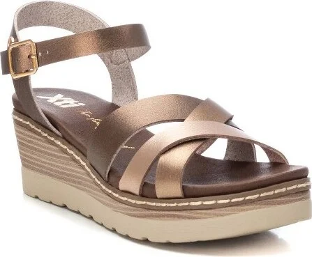 XTI Women's Wedge Strappy Sandals 142853-Gold, - Image 3