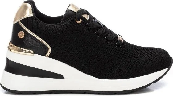 Xti Women's Wedge Textile Comfort Sneakers 143721 Black