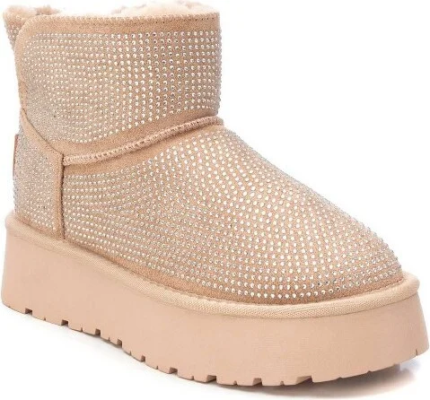 Xti Women's Winter Suede Booties 142942, Beige, - Image 2