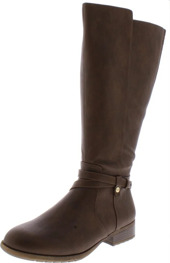 Xtrovert Womens Faux Leather Wide Calf Riding Boots