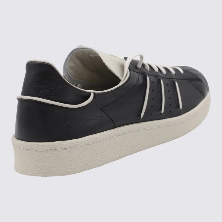 Y-3 Adidas Black Leather Y-3 Adidas Superstar Sneakers - Image 2