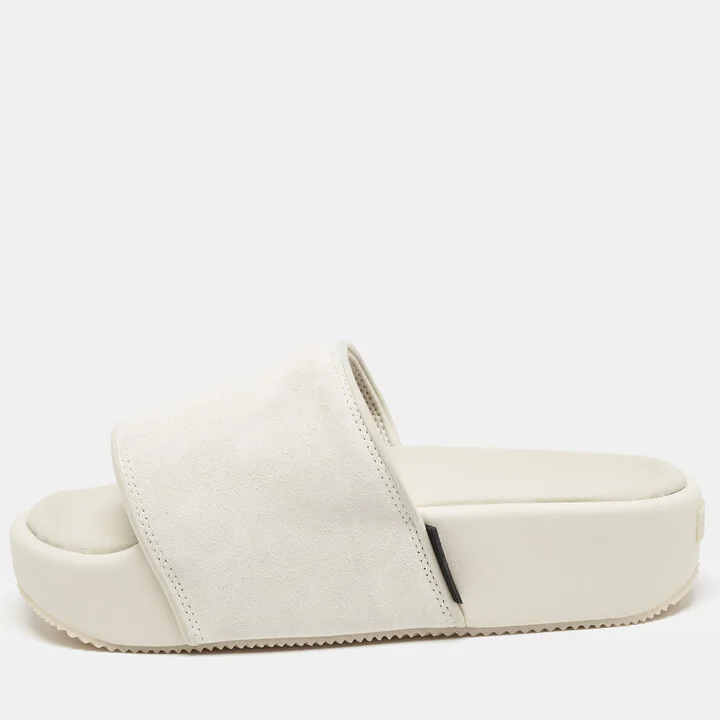 Y-3 Grey Suede Flat Slides Size 42