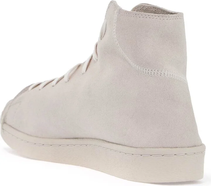 Y-3 high-top pro model sneakers in light gray suede with velcro closure - Image 2