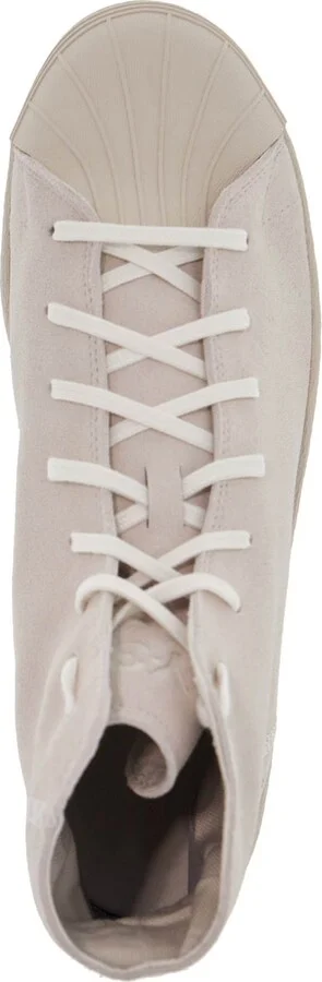 Y-3 high-top pro model sneakers in light gray suede with velcro closure - Image 3