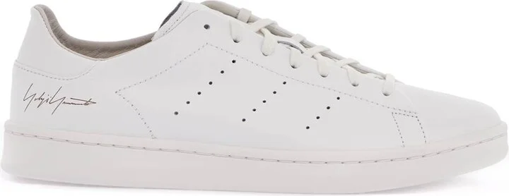 Y-3 white leather sneakers with minimalist design