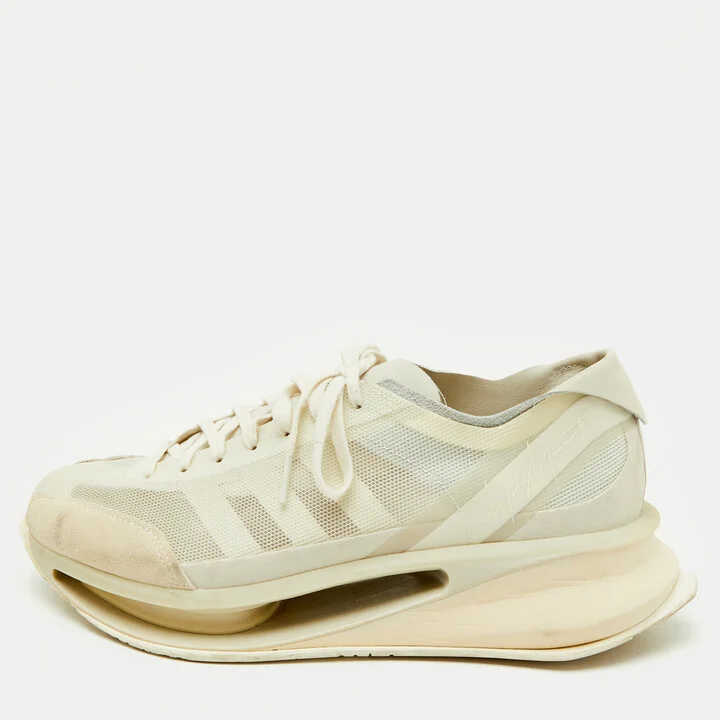 Y3 x Adidas White Suede and Mesh S-Gendo Run Sneakers Size 44 2/3