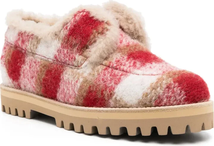 Yacht check-pattern felted loafers - Image 2