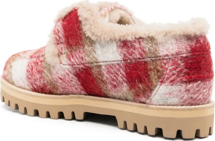 Yacht check-pattern felted loafers - Image 3