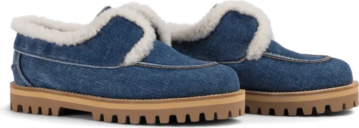 Yacht shearling-trim denim loafers - Image 2