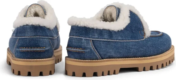 Yacht shearling-trim denim loafers - Image 3