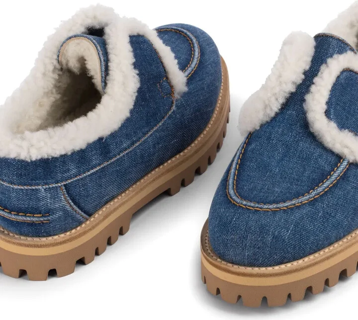 Yacht shearling-trim denim loafers - Image 4
