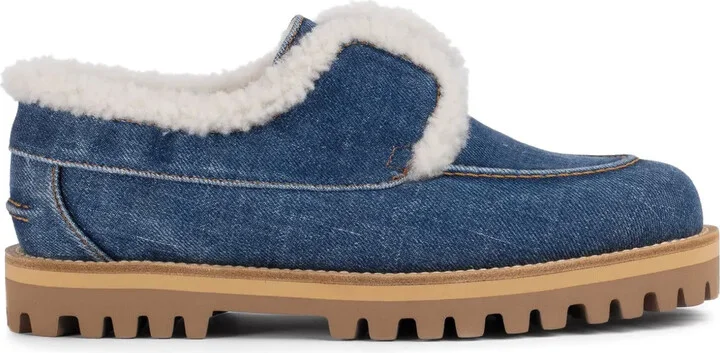 Yacht shearling-trim denim loafers
