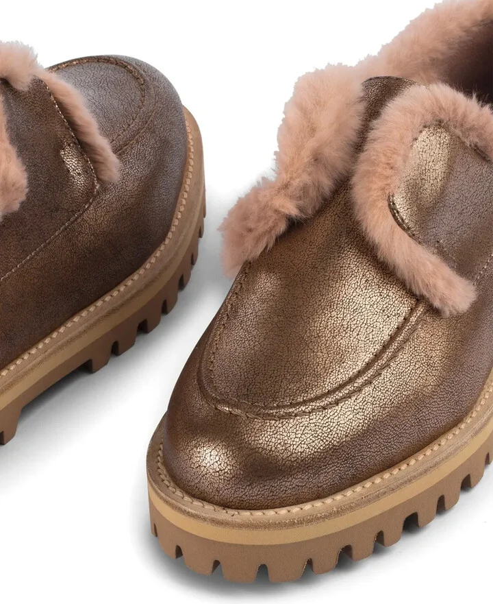 Yacht shearling-trim leather loafers - Image 4