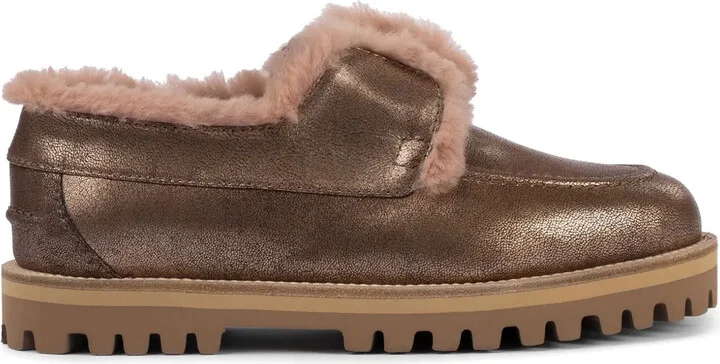 Yacht shearling-trim leather loafers