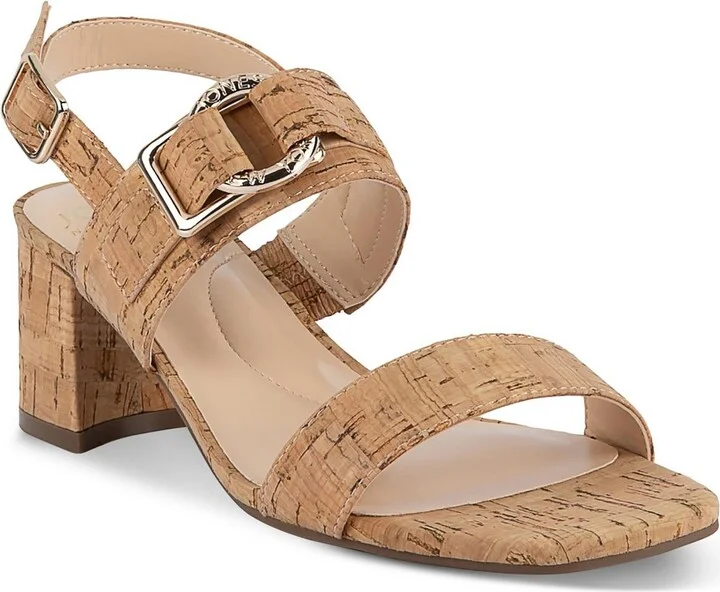 Yahssa Womens Buckle Cork Block Heels