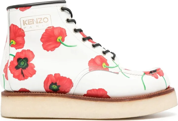 Yama floral-print lace-up boots