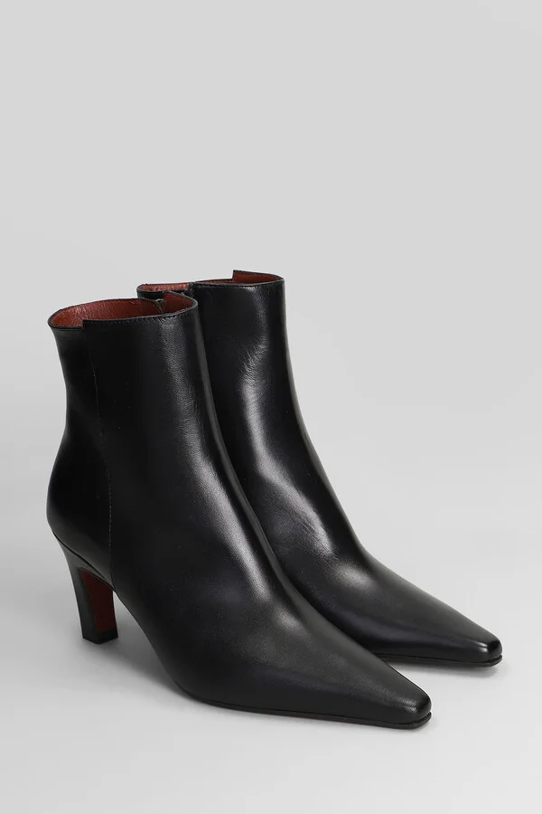 Yanira High Heels Ankle Boots In Black Leather - Image 2